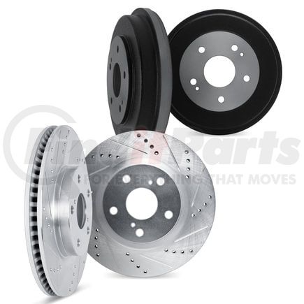 Dynamic Friction Company 7004-48023 Brake Rotors and Drums - Drilled & Slotted - Silver