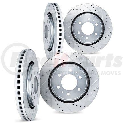 Dynamic Friction Company 7004-48056 Brake Rotors - Drilled & Slotted - Silver