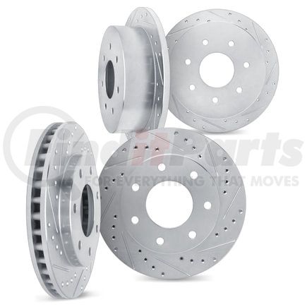 Dynamic Friction Company 7004-54162 Brake Rotors - Drilled & Slotted - Silver