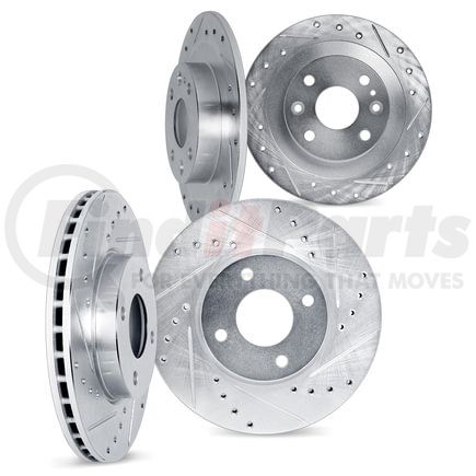 Dynamic Friction Company 7004-59056 Brake Rotors - Drilled & Slotted - Silver