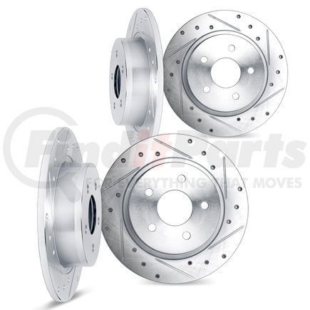 Dynamic Friction Company 7004-63007 Brake Rotors - Drilled & Slotted - Silver