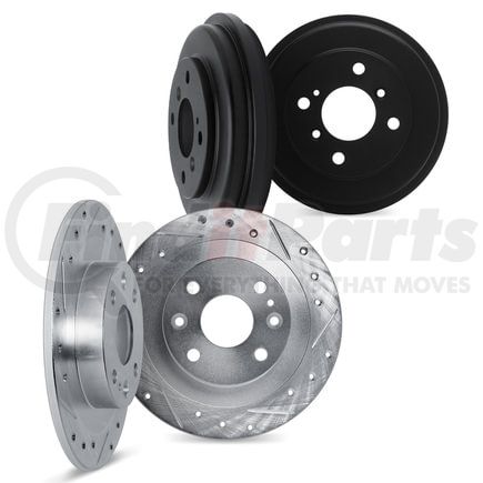 Dynamic Friction Company 7004-74000 Brake Rotors and Drums - Drilled & Slotted - Silver