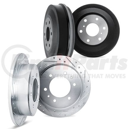 Dynamic Friction Company 7004-76034 Brake Rotors and Drums - Drilled & Slotted - Silver