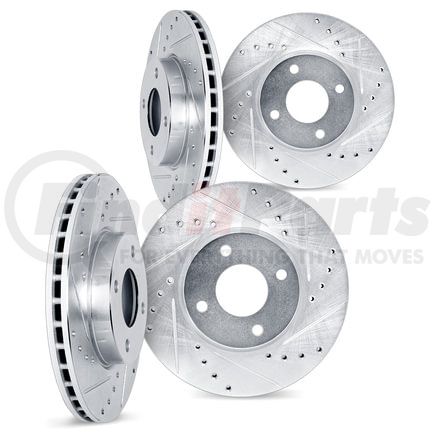 Dynamic Friction Company 7004-76115 Brake Rotors - Drilled & Slotted - Silver