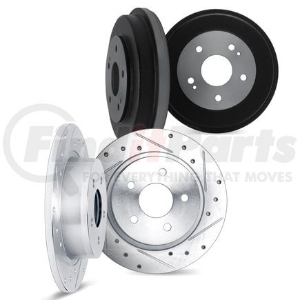 Dynamic Friction Company 7004-76120 Brake Rotors and Drums - Drilled & Slotted - Silver