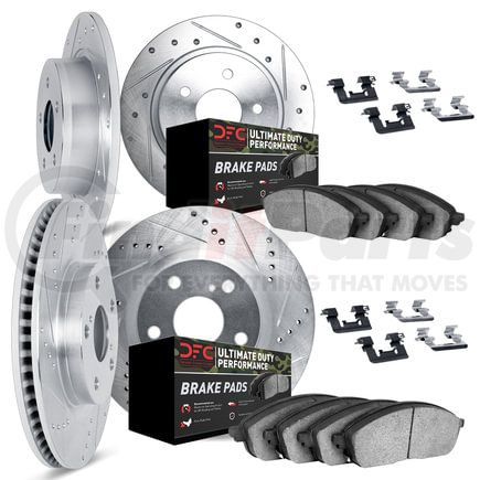Dynamic Friction Company 7414-42012 Brake Rotor - Drilled & Slotted - Silver- HD Brake Pad - Hardware