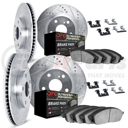 Dynamic Friction Company 7414-48001 Brake Rotor - Drilled & Slotted - Silver- HD Brake Pad - Hardware