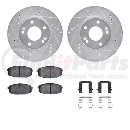 Dynamic Friction Company 7512-03074 Rotors-Drilled & Slotted-Silver w/ 5000 Advanced Brake Pads Incl Hdw