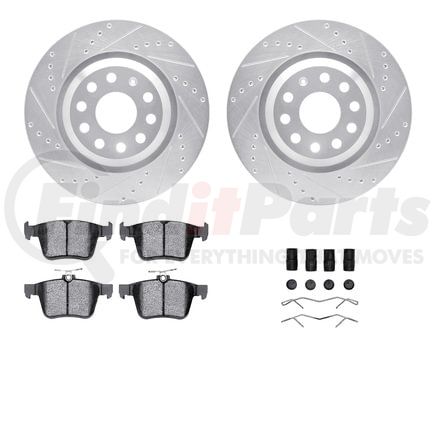 Dynamic Friction Company 7512-74060 Rotors-Drilled & Slotted-Silver w/ 5000 Advanced Brake Pads Incl Hdw