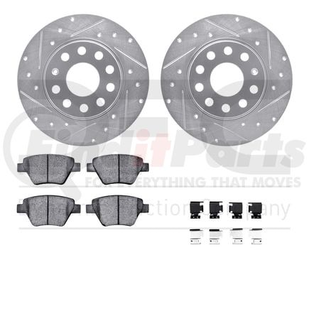 Dynamic Friction Company 7512-74062 Rotors-Drilled & Slotted-Silver w/ 5000 Advanced Brake Pads Incl Hdw