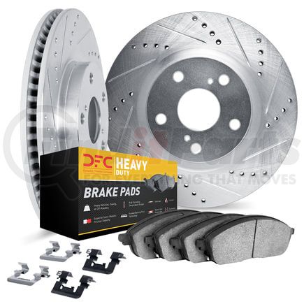 Dynamic Friction Company 7212-48088 Brake Rotor - Drilled & Slotted - Silver- HD Brake Pad - Hardware