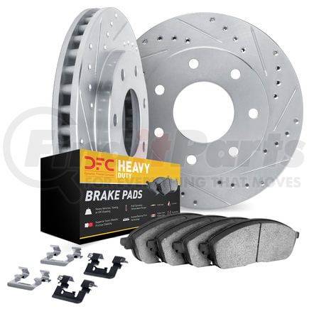 Dynamic Friction Company 7212-99138 Brake Rotor - Drilled & Slotted - Silver- HD Brake Pad - Hardware