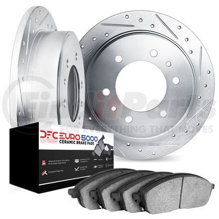 Dynamic Friction Company 7602-16001 Rotors-Drilled and Slotted-Silver with 5000 Euro Ceramic Brake Pads