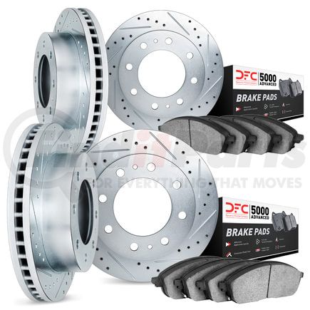 Dynamic Friction Company 7504-48048 Rotors-Drilled and Slotted-Silver with 5000 Advanced Brake Pads