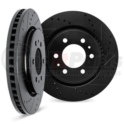 Dynamic Friction Company 8002-40062 Brake Rotors - Drilled & Slotted - Black