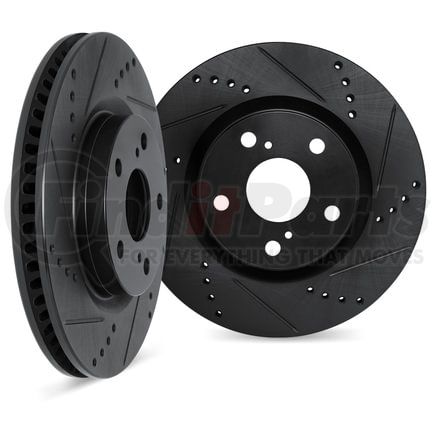 Dynamic Friction Company 8002-45012 Brake Rotors - Drilled & Slotted - Black