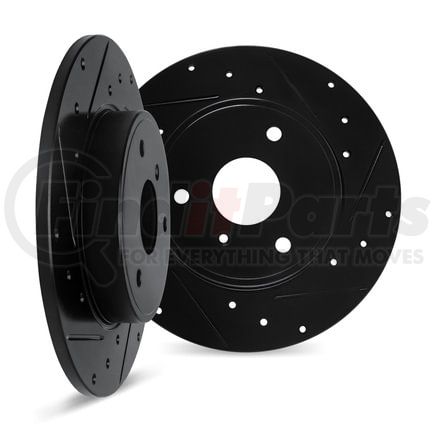Dynamic Friction Company 8002-63079 Brake Rotors - Drilled & Slotted - Black