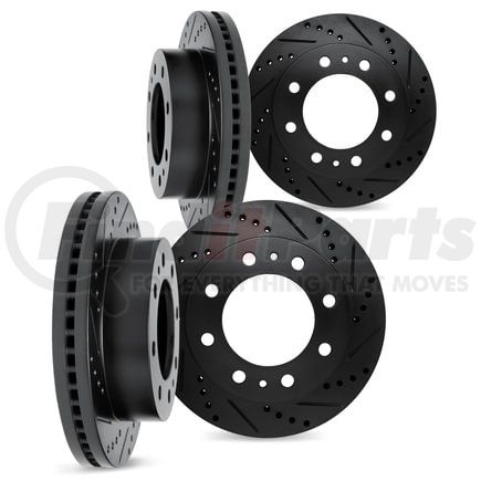 Dynamic Friction Company 8004-40128 Brake Rotors - Drilled & Slotted - Black