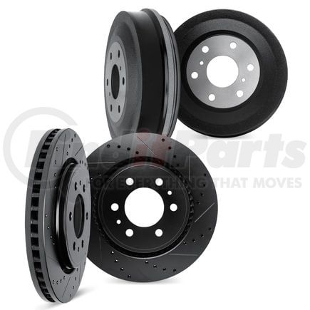 Dynamic Friction Company 8004-42002 Brake Rotors and Drums - Drilled & Slotted - Black