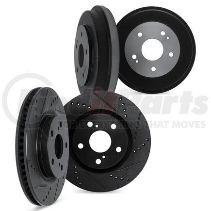 Dynamic Friction Company 8004-45044 Brake Rotors and Drums - Drilled & Slotted - Black