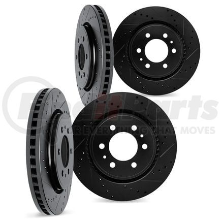 Dynamic Friction Company 8004-48002 Brake Rotors - Drilled & Slotted - Black