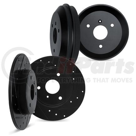 Dynamic Friction Company 8004-63125 Brake Rotors and Drums - Drilled & Slotted - Black