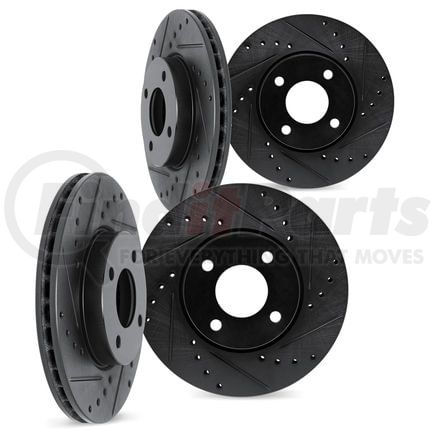 Dynamic Friction Company 8004-76115 Brake Rotors - Drilled & Slotted - Black