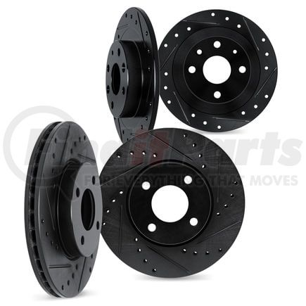 Dynamic Friction Company 8004-80049 Brake Rotors - Drilled & Slotted - Black