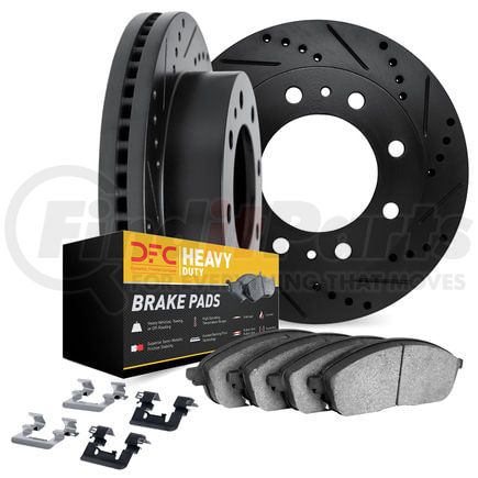 Dynamic Friction Company 8212-40183 Brake Rotor - Drilled & Slotted - Black- HD Brake Pad - Hardware