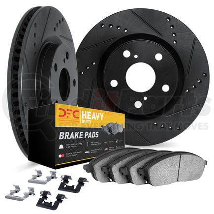 Dynamic Friction Company 8212-48088 Brake Rotor - Drilled & Slotted - Black- HD Brake Pad - Hardware