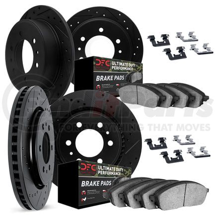 Dynamic Friction Company 8414-67001 Brake Rotor Drilled & Slotted - Black- w/Ulitmate Duty Brake Pad & HW Kit