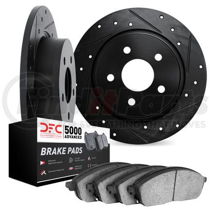 Dynamic Friction Company 8502-03038 Rotors-Drilled and Slotted-Black with 5000 Advanced Brake Pads