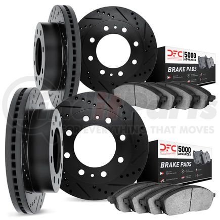 Dynamic Friction Company 8504-48048 Rotors-Drilled and Slotted-Black with 5000 Advanced Brake Pads