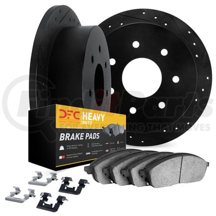 Dynamic Friction Company 8212-99137 Brake Rotor - Drilled & Slotted - Black- HD Brake Pad - Hardware