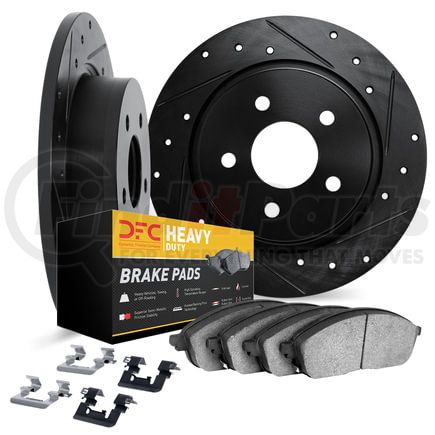 Dynamic Friction Company 8212-99127 Brake Rotor - Drilled & Slotted - Black- HD Brake Pad - Hardware