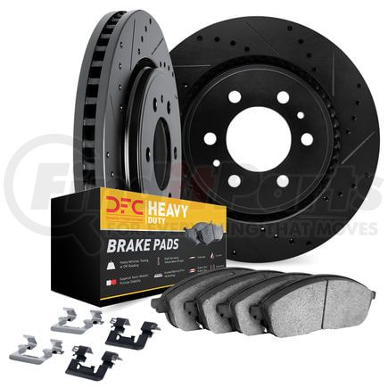 Dynamic Friction Company 8212-99184 Brake Rotor - Drilled & Slotted - Black- HD Brake Pad - Hardware