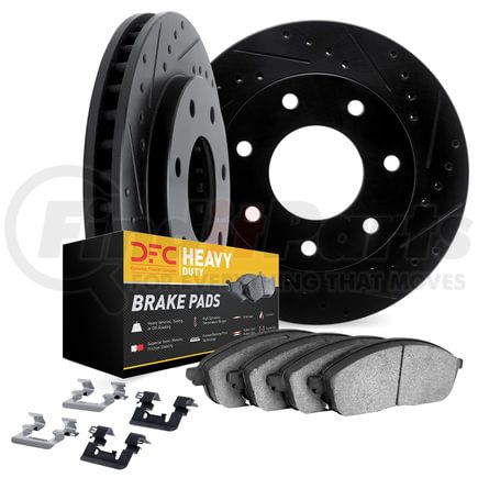 Dynamic Friction Company 8212-99188 Brake Rotor - Drilled & Slotted - Black- HD Brake Pad - Hardware