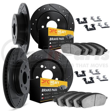 Dynamic Friction Company 8214-42004 Brake Rotor - Drilled & Slotted - Black- HD Brake Pad - Hardware