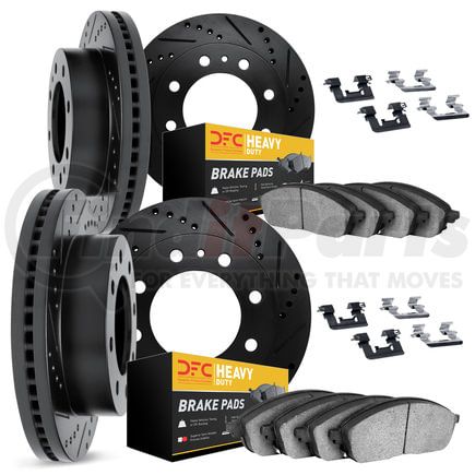 Dynamic Friction Company 8214-48172 Brake Rotor - Drilled & Slotted - Black- HD Brake Pad - Hardware
