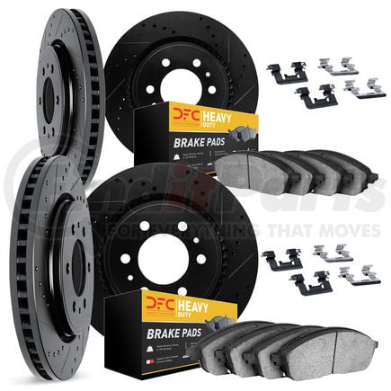 Dynamic Friction Company 8214-54003 Brake Rotor - Drilled & Slotted - Black- HD Brake Pad - Hardware