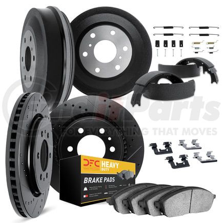 Dynamic Friction Company 8284-42030 Brake Rotor - Drilled & Slotted - Black- Heavy Duty Brake Pad & HW Kit