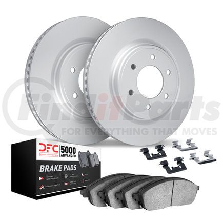 Dynamic Friction Company 9512-47048 Hi-Carbon Alloy GEOMET Coated Rotors w/5000 Brake Pads & HW Kit