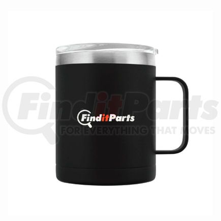 FinditParts FIP-TUMBLER-14 14oz Double Wall Stainless Steel Travel Tumbler Cup, Black, with FinditParts Logo