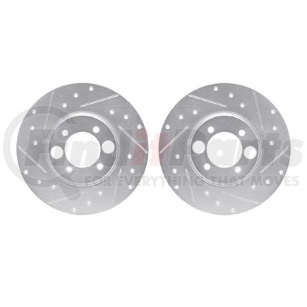 Dynamic Friction Company 7002-20024 Brake Rotors - Drilled & Slotted - Silver