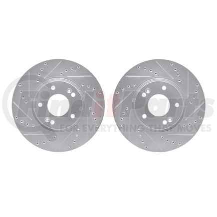 Dynamic Friction Company 7002-21024 Brake Rotors - Drilled & Slotted - Silver