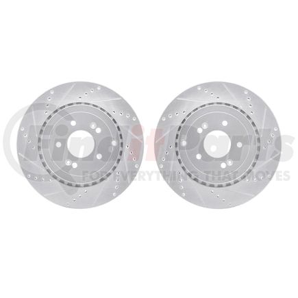 Dynamic Friction Company 7002-21025 Brake Rotors - Drilled & Slotted - Silver