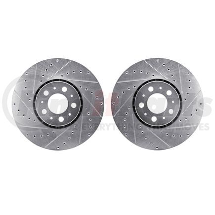 Dynamic Friction Company 7002-27028 Brake Rotors - Drilled & Slotted - Silver