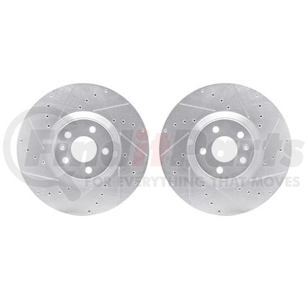 Dynamic Friction Company 7002-27025 Brake Rotors - Drilled & Slotted - Silver