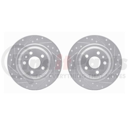Dynamic Friction Company 7002-27044 Brake Rotors - Drilled & Slotted - Silver