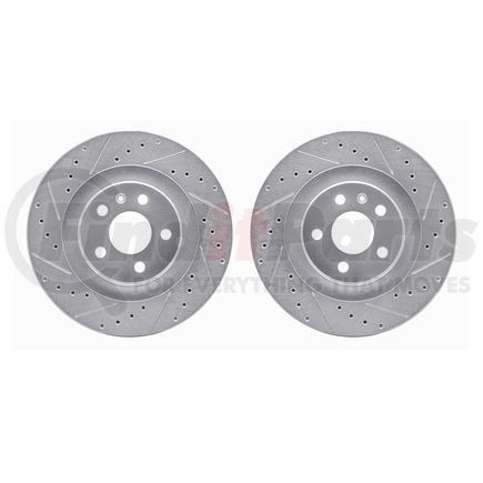 Dynamic Friction Company 7002-27045 Brake Rotors - Drilled & Slotted - Silver